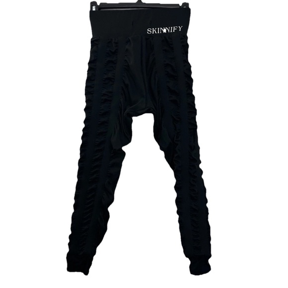 SKINNIFY Resistance Band Compression Leggings Womens Size 10 Black * Flaw Read - Picture 1 of 11